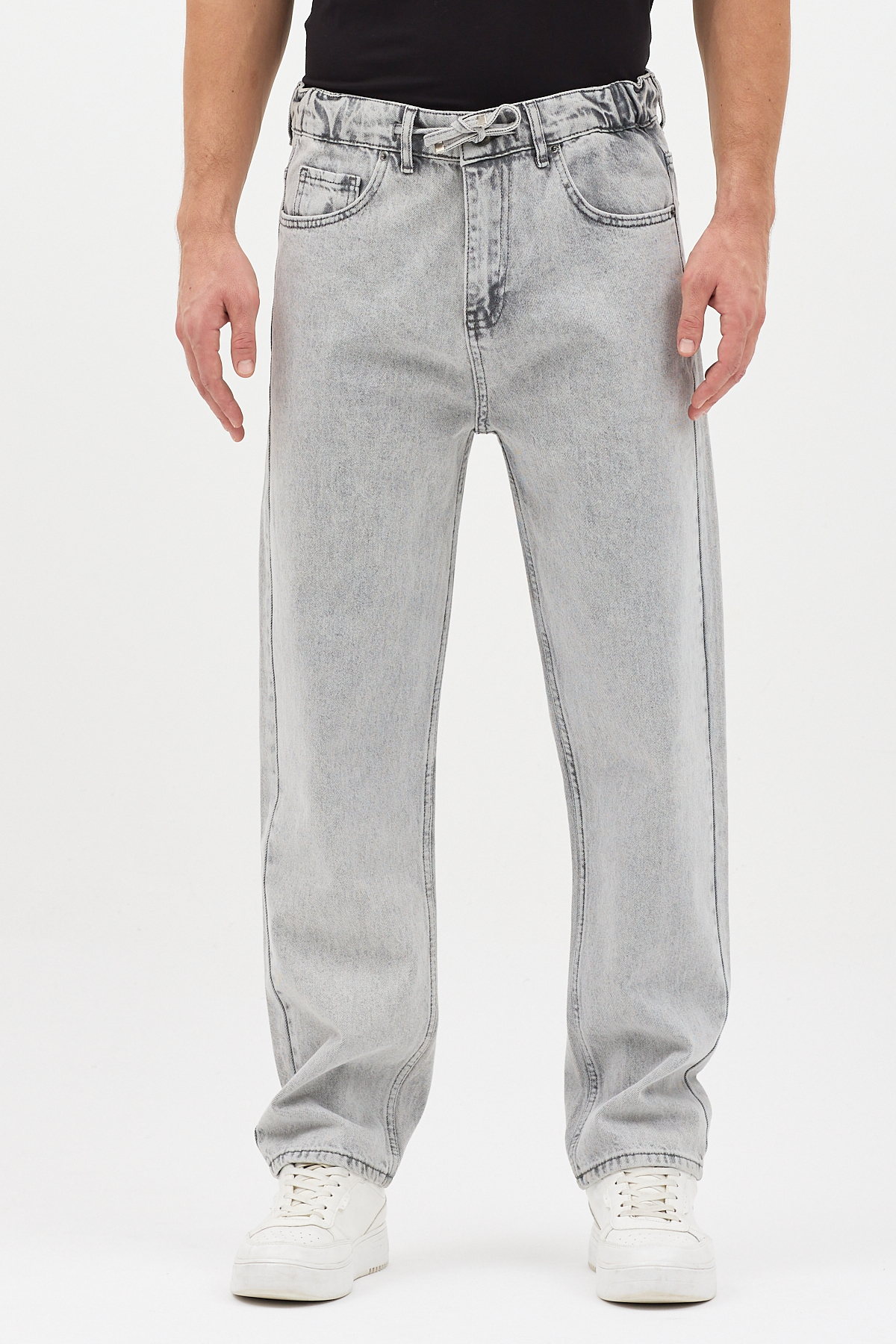 BAGGY BAĞCIKLI JEAN KAR GRİ